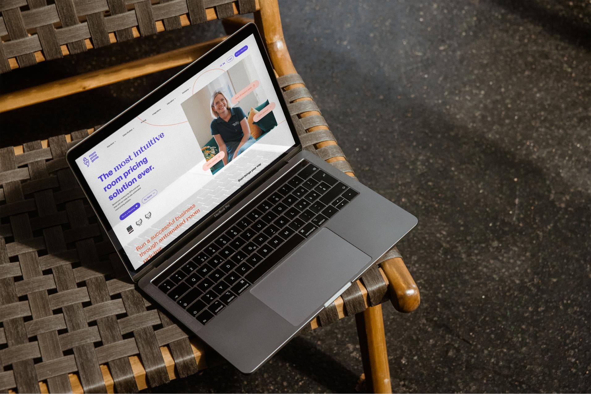 &why: RoomPriceGenie - Laptop on which the RoomPriceGenie website is open