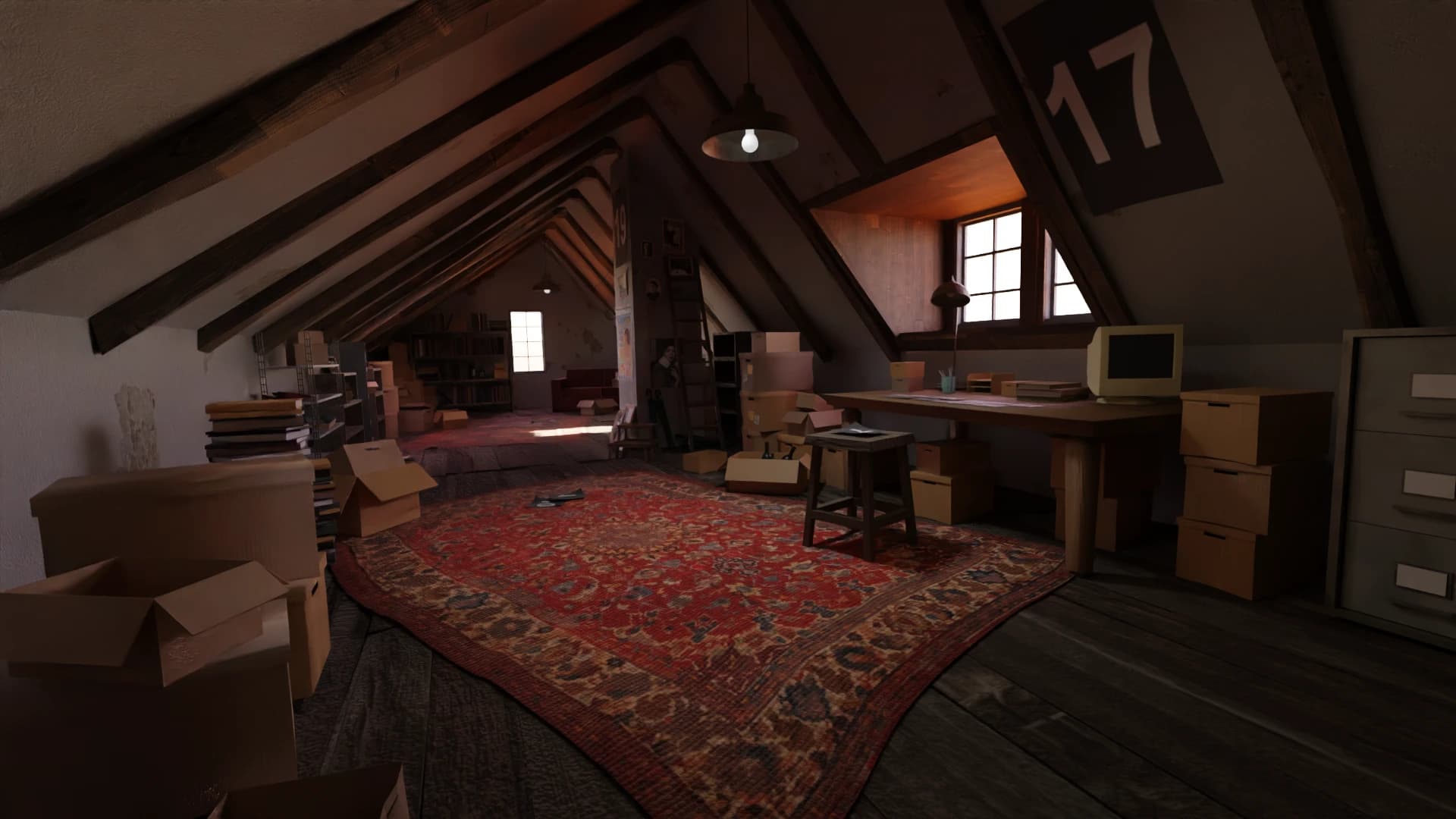 &why: lastseen game 3D render of a dusty attic