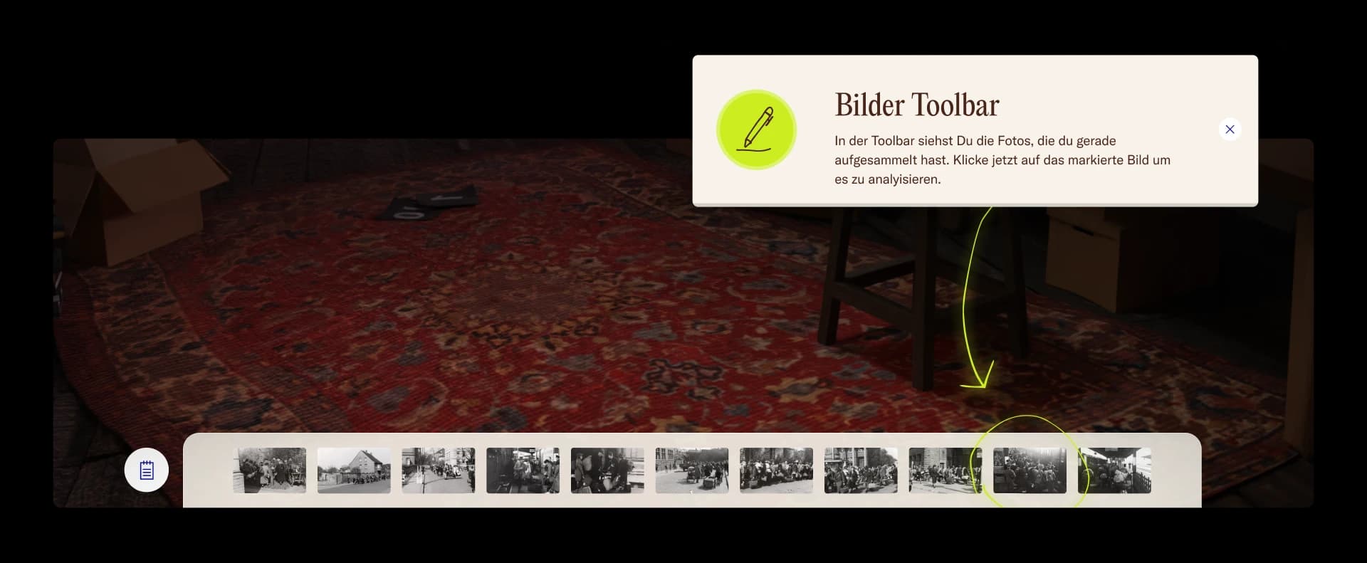 &why: lastseen photo toolbar with pop-up explaining image selection