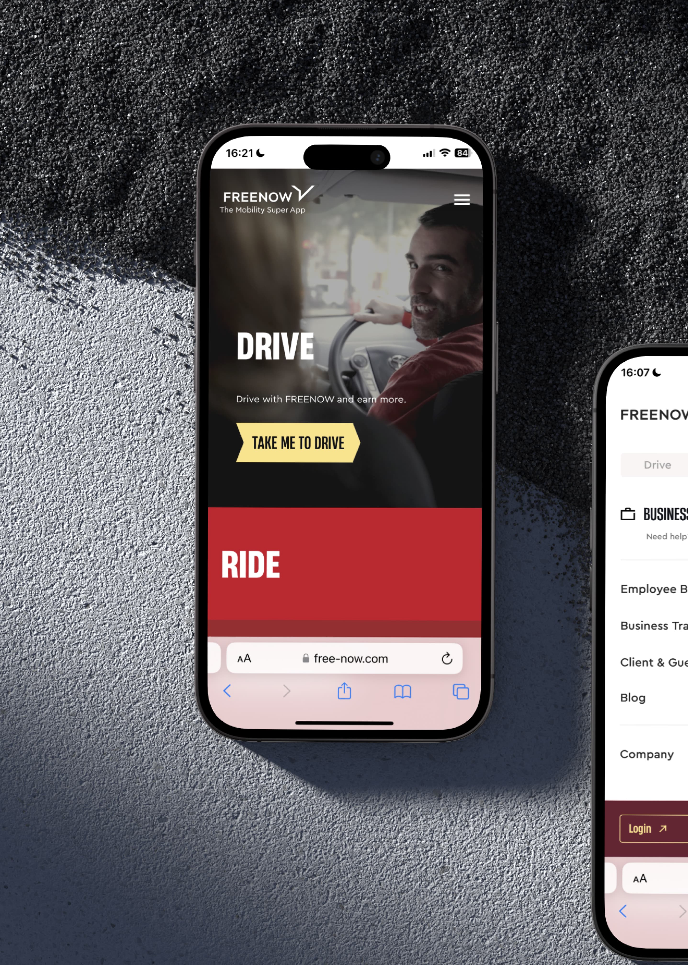 &why: FREE NOW - Mobile website on smartphone