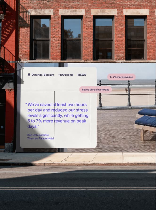 Billboard with review and image of a beach
